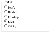 Article Status radion buttons