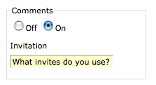 A custom comment invitation