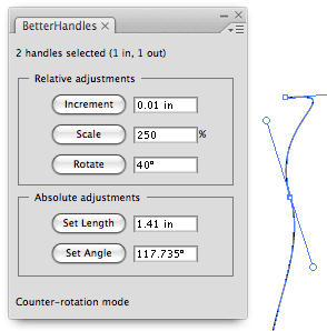 BetterHandles palette with handles selected