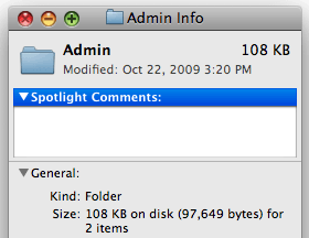 File info window on Mac OS X