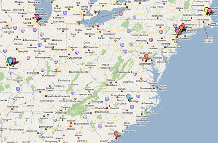 Google map showing NBD clients