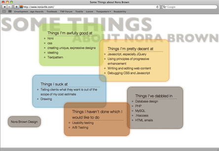 Noraville.com page renders well in Safari
