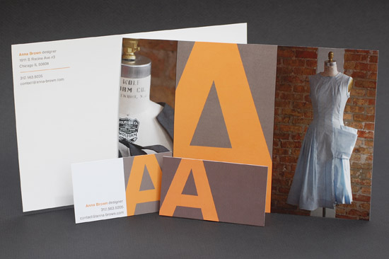 Business card and postcard for Anna Brown