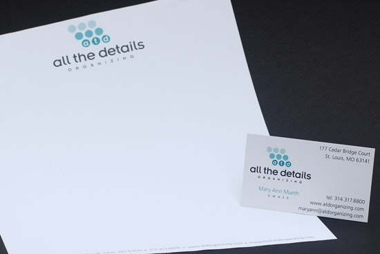 All The Details business card and letterhead