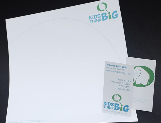Kids Think Big business card and letterhead