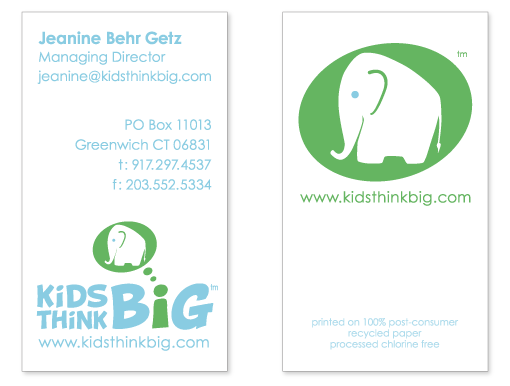 Kids Think Big business card design